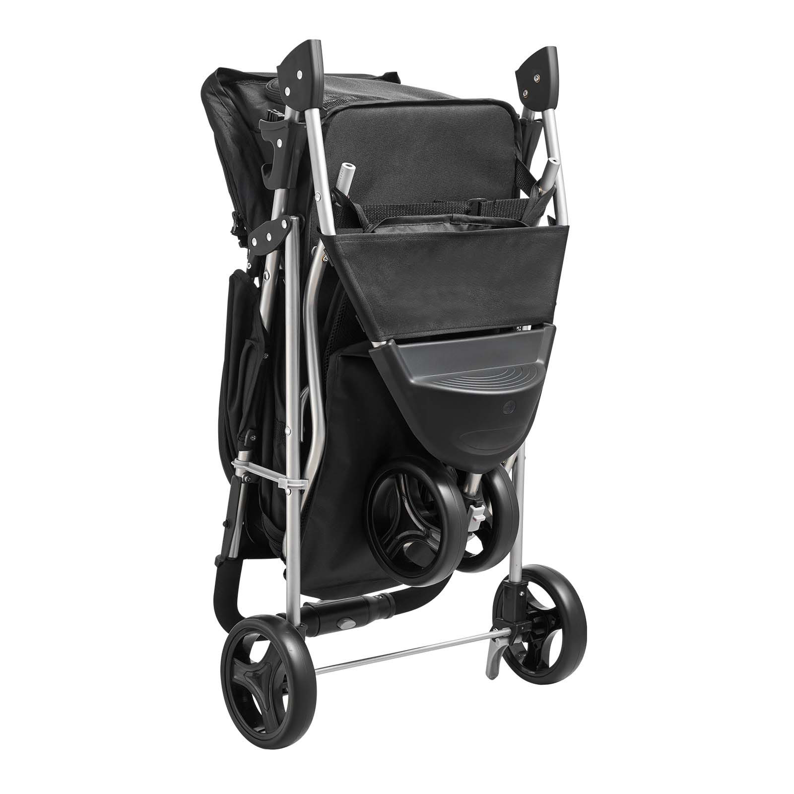 Foldable 3 Wheel Pet Stroller For Dogs With Brake For Travel Camp_voghion.com